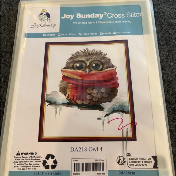 Joy Sunday Other - Sunday Owl Cross Stitch Kit #DA218 Owl 4 New
